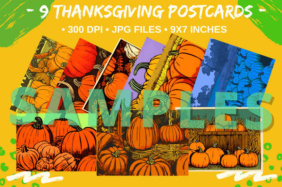Download 9 Thanksgiving Holiday Pumpkin Postcards - Cards Collection