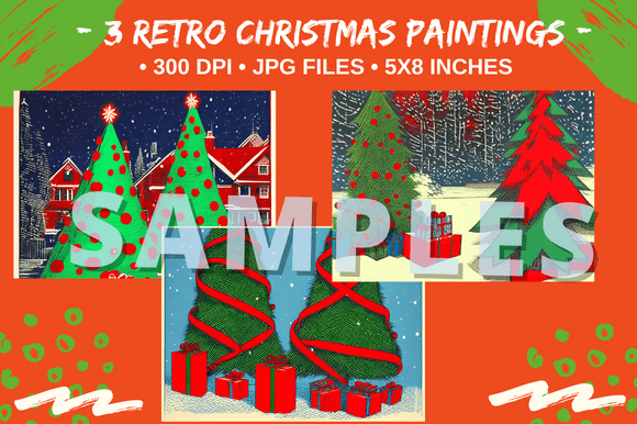Download 3 Retro Christmas Tree Holiday Postcards - Cards Collection