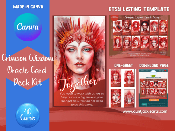 Download Red Wisdom Oracle Cards Canva Template - Cards Collection