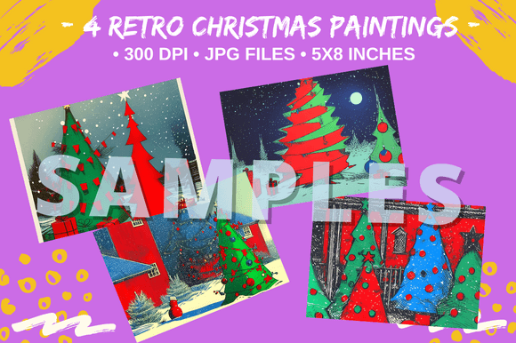 Download 4 Christmas Tree Vintage Style Postcards - Cards Collection