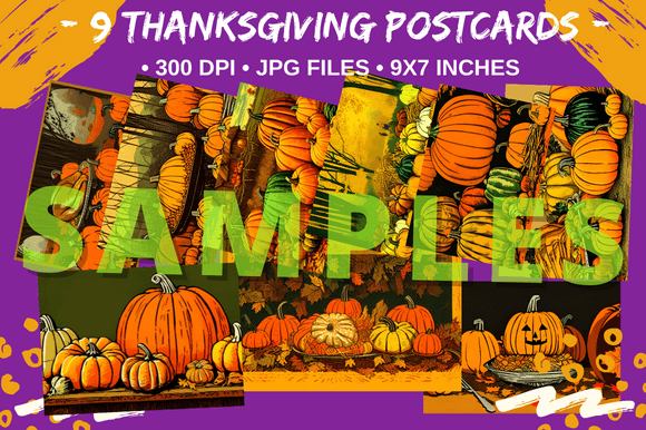 Download 9 Digital Thanksgiving Holiday Postcards - Cards Collection