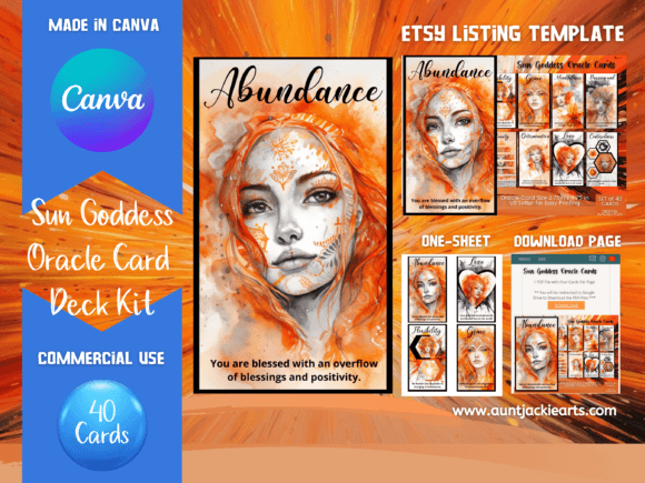 Download Sun Goddess Oracle Cards Canva Template - Cards Collection