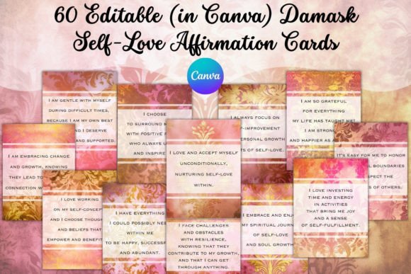 Download 60 Editable Self-Love Affirmation Cards - Cards Collection