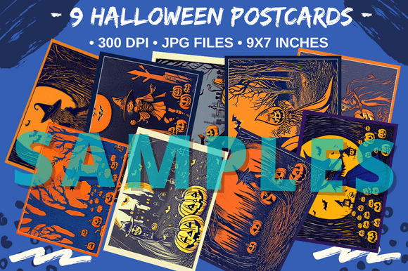 Download 9 Halloween Witch Holiday Cool Postcards - Cards Collection