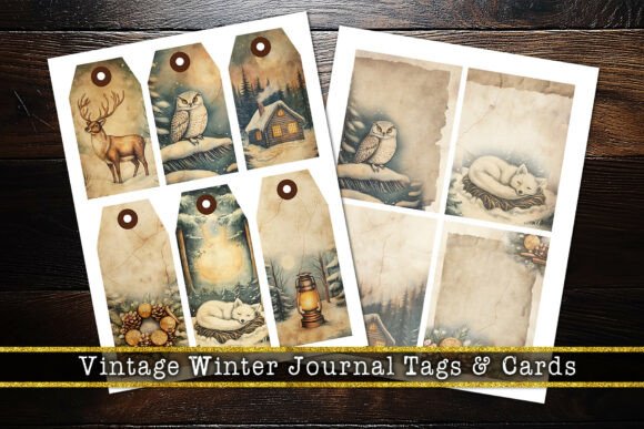 Download Vintage Winter Junk Journal Tags &amp; Cards - Cards Collection